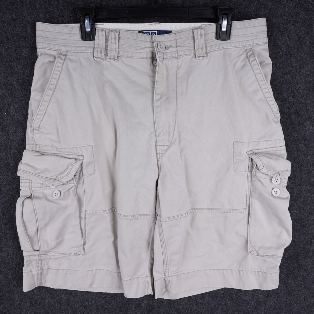 Vintage Polo Ralph Lauren Cargo Shorts Mens 35 Khaki Good Cotton Utility